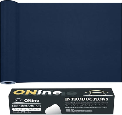 ONine Leather Repair Tape,Self Adhesive Leather Repair Patch,Leather Patches for Furniture,Sofa,Car Seats,Office Chair. Vinyl Repair Kit 8x48in(Blue)