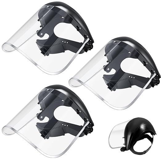 Copkim 3 Pack Safety Face Mask Shield for Grinding Clear Full Face Impact Resistant Safety PET Full Impact Resistant Mask Shield for Work Construction Cutting (0.03 Inch,Black)
