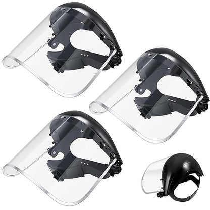 Copkim 3 Pack Safety Face Mask Shield for Grinding Clear Full Face Impact Resistant Safety PET Full Impact Resistant Mask Shield for Work Construction Cutting (0.03 Inch,Black)