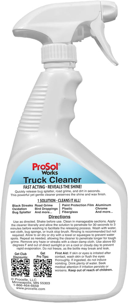 Bug Splat N' All Truck Cleaner 32 fl oz - Truck All Purpose Cleaner for Bug Splatter, Road Grime, Bird Droppings & Black Streak Remover - Tire Shine & Truck Cleaning Kit - Safe on All Surfaces