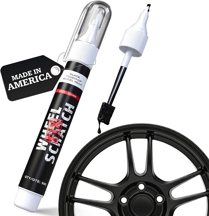 Wheel Scratch Fix® Matte Black Magic Car Scratch Remover Pen - Alloy Wheel Touch Up Paint Pen for Cars, Curb Rash Removal with Fast-Drying & Long-Lasting OEM Finish, Vehicles Rim Repair Paint for Chip (Matte Black (Pen Only))