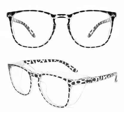 Alsenor Safety Glasses Anti Fog Goggles Protective Eyewear Blue Light Blocking Anti Dust UV Protection Glasses For Men Women (Black-Leopard)