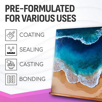 Epoxy Resin 16 Oz Kit – Low Viscosity, Clear High-Gloss Finish for Coating Wood, Concrete, Stone & More | Easy to Use, No Bubbles, Self-Leveling | Perfect for Arts & Crafts & More