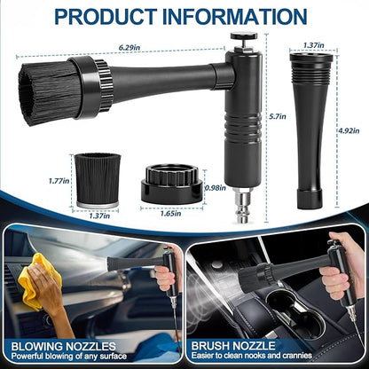 Senduzll Tornado Car Cleaning Gun, Dry Car Detailing Tools, Aluminum Alloy Bearing Nozzlefor, Car Quickly Blasts Dirt and Dust Works with Air Compressor (Gray)