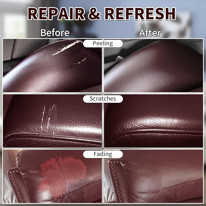 BSCPAM Maroon Leather Recoloring Balm with 100ml Mink Oil,Leather Couch Scratch Remover,Leather Repair kit for Vinyl Furniture and Car Interior,Leather Dye Paint,Mink Oil for Leather