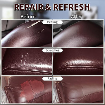 BSCPAM Maroon Leather Recoloring Balm with 100ml Mink Oil,Leather Couch Scratch Remover,Leather Repair kit for Vinyl Furniture and Car Interior,Leather Dye Paint,Mink Oil for Leather