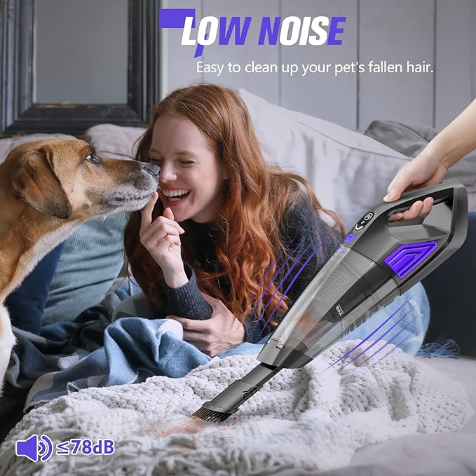 ATONEP Handheld Vacuum Cordless Cleaner,Powerful Portable and Dust Buster Hand Vcauum Rechargeable with Large-Capacity Battery for CarPetOfficeHome (Purple)