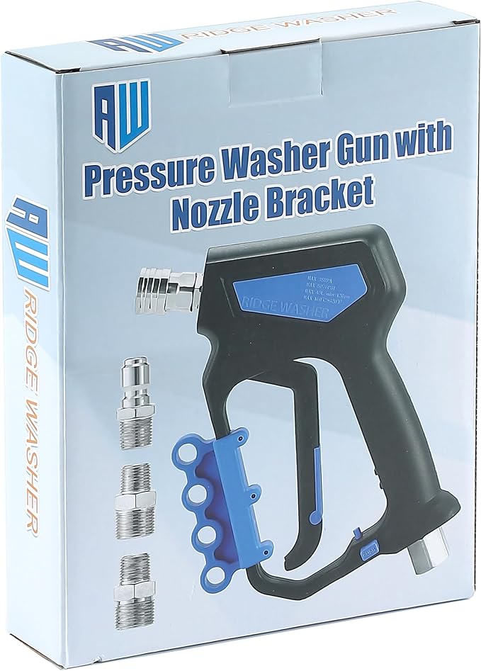 RIDGE WASHER Pressure Washer Gun Swivel, Power Washer Gun 5000 PSI with 1/4" Quick Connector, 12 GPM, 360°3/8 NPT Thread, M22-14mm and M22-15mm Fitting