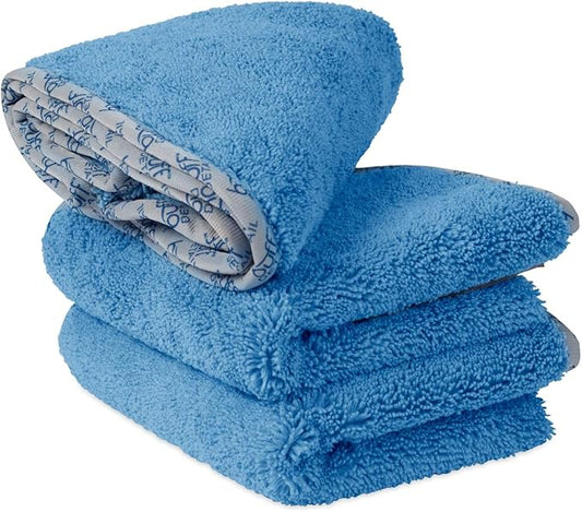 Detail Microfiber Car Towels Bulk (16"x 24") | 400 GSM | 80/20 Blend | Tagless | Soft Satin Piped Edges | All-Purpose Auto Detailing - Wax, Buff, Polish, Wash, Dry | Case of 108 (Blue)