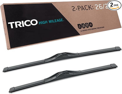 TRICO Solutions™ High Mileage 26 Inch & 22 Inch Pack of 2 High Performance Automotive Replacement Windshield Wiper Blade for Select Honda, Toyota, Volkswagen, Ram and Lexus Models (56-2622)