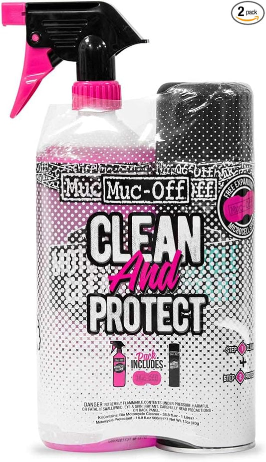 Muc-Off Motorcycle Care Duo Kit - Motorcycle Cleaning Kit, Motorcycle Detailing Kit - Includes Motorcycle Cleaner and Protection Spray