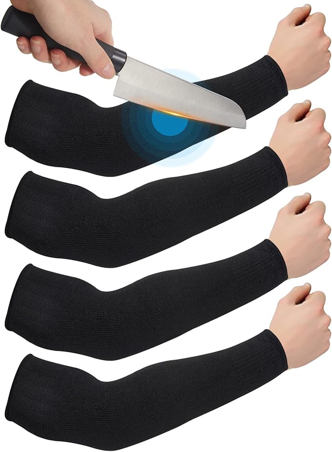 Geyoga 2 Pairs Arm Sleeves Guards Arm Protectors for Thin Skin and Bruising Protective Cut Resistant Sleeves for Men Women(Large,Hppe,Black)