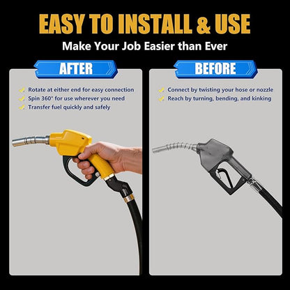 2pcs 1" NPT Fuel Hose Nozzle Swivel Kit, 1" NPT Fuel Transfer Swivels, Multi Plane 360 Rotating Fuel Tank Adapter Swivel Set with Accessories for Fuel Transfer Pump Gas Diesel