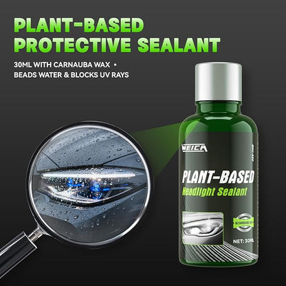 WEICA Headlight Cleaner Spray Kit - 2 Step Pro Strength Formula with Plant Based Sealant to Restore Clarity for Light Hazing Regular Upkeep
