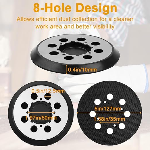 2 Pack Orbital Sander Replacement Pad for Dewalt 5 Inch 8 Hole Hook & Loop Sander Pad, Compatible with DWE6421/DWE6421K, DWE6423/DWE6423K, DCW210B, DWE64233 & N329079 for Dewalt Replacement Parts