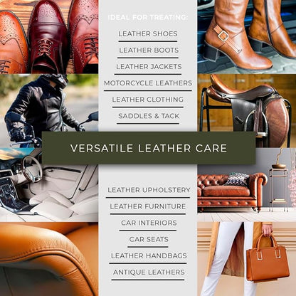 Renapur Leather Balsam, Natural Conditioner, Protector and Restorer — for Leather Furniture, footwear, Purses & Bags, Car interiors & Bikes, Saddlery & Tack. (6.7 fl oz + Applicator Sponge)