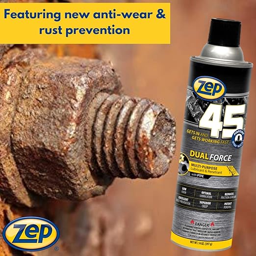 Zep 45 Dual Force Multi-Purpose Penetrant and Lubricant - 14 oz (Case of 12) - 325101 - Excellent Rust Prevention, Superior Penetration, Low Odor
