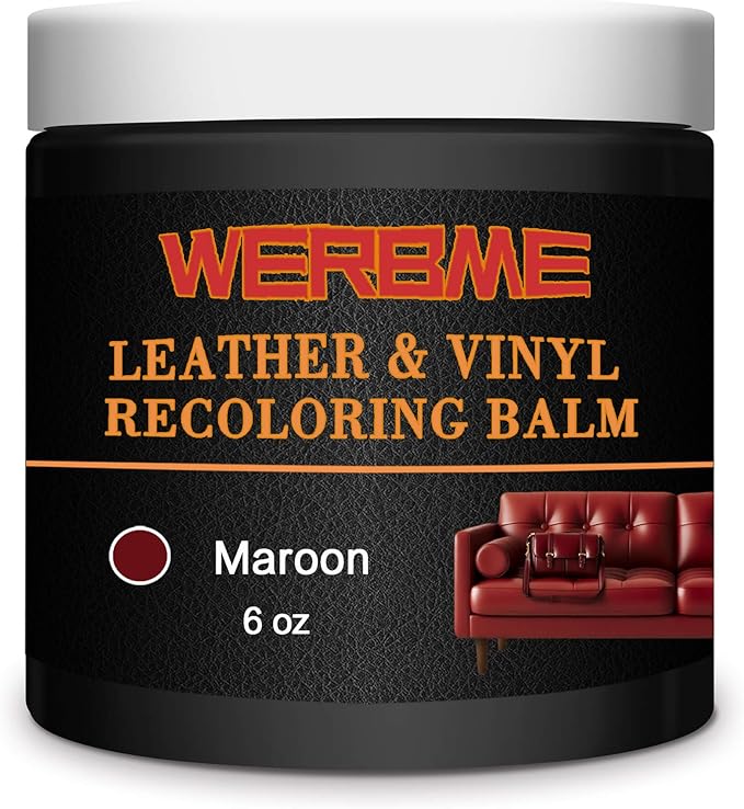 WERBME Leather Recoloring Balm & Color Restorer - Multipurpose Dye & Paint for Faded Leather Couches, Car Seats, Shoes | Fix Scratches on Clothing, Furniture & Accessories(Maroon)