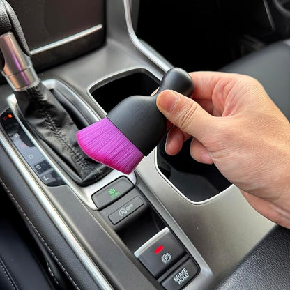 Car Detailing Brush, Soft Bristle Cleaning Brush, Scratch-Free Auto Duster Tool for Dashboard, Air Vents, Leather & Interior Cleaning (Black&Purple&Rose)