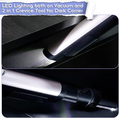 Handheld Vacuum Cordless, Car Vacuum Cleaner 18KPa High-Power Suction, Portable Hand Vac with Washable HEPA, LED Light,Storage Dock, Dust Buster for Office Home Desk, Pet Brush for Pet Hair,Rose Gold