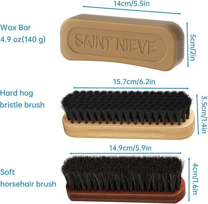 Football Prep Kit - Leather Football Conditioning Set with Beeswax, 2 Brushes (Soft Horsehair & Hard Hog Bristle), for Enhanced Grip & Longevity
