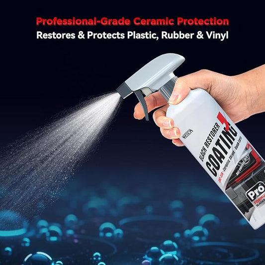 WEICA Black Restorer Trim Coating Spray - Advanced Ceramic Protection for Plastic, Rubber, Vinyl on Cars, Trucks, SUVs | Quick Spray, UV Shield, Restores & Protects, 16.9 fl oz