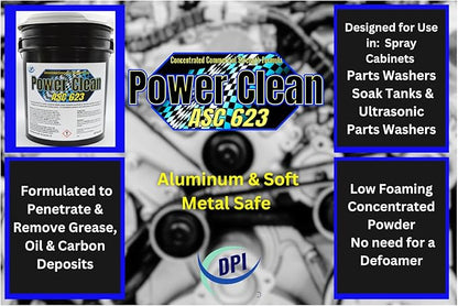 DPI Power Clean ASC 623, Auto Parts Cleaning Detergent Powder Concentrate, Aluminum and Soft Metal Safe- 40 lbs