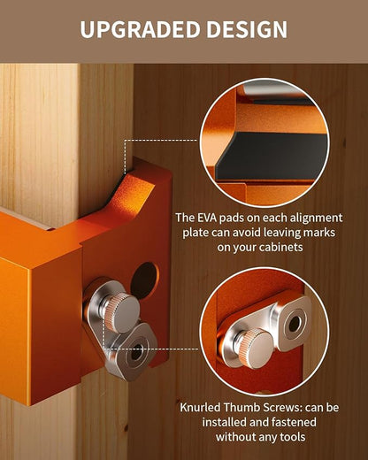 DAYDOOR Professional Cabinet Clamps 4 Pack, Heavy-Duty Cast Steel, Integrated Drill Guide & EVA Protection, Face Frame Alignment Tool for Cabinet Installation & Woodworking, Orange