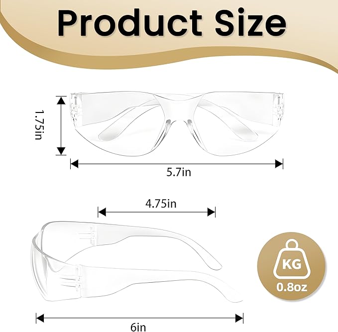 DF DUALFERV Clear Safety Glasses, 24 Pack, Lightweight Protective Eyewear, ANSI Z87.1 Certified, Scratch Resistant, Anti Fog, Unisex, One Size Fits Most, White