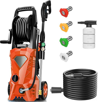Power Cleaner 5000 PSI with 33FT Hose, 4 Nozzles for Car/Patio Cleaning(Orange)