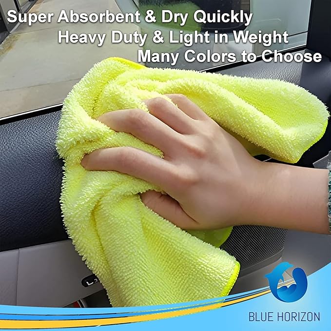 Microfiber Cleaning Towels, Pack of 24, Ultra Soft Plush Washcloth, All Purpose Premium Microfiber Detailing Cleaning Cloths Shop Towels(16" x 16", Navy Blue)
