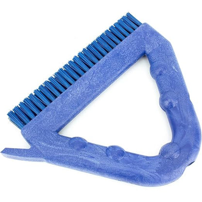 SPARTA Plastic Commercial Grout Brush, Triangle-Shaped Scrub Brush with Scraper and Two Threaded Holes for Attaching Handle (Sold Separately), 9 x 7 x 7 Inches, Blue, (Pack of 4)