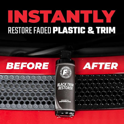 ExoForma Black Trim Restorer - Lasts 6+ Months, Dye Infused Waterproof Plastic Restorer for Cars - Perfect for Faded Bumpers, Trim & Vinyl on Jeeps, Truck Beds, Avalanches & ATVs | 4oz