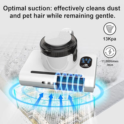 Mattress Vacuum Cleaner,13Kpa Powerful Suction Bed Vaccum Cleaner with UV-C Light,LED Headlights and High Heating Tech,1.2kg Light Weight Handheld vaccum for spot Cleaning,Sofa,Couch Fabric Cleaner