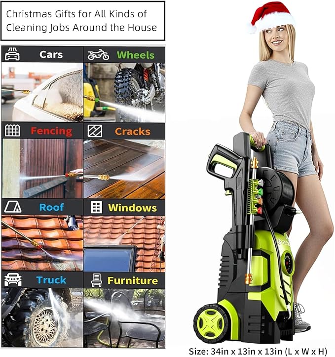 2026Upgraded Pressure Washer 5000PSI with Adjustable Touch Screen 8 Level, 34" Tall, 4 Quick Connect Nozzles,Inlet Hose&Filter&500mlFoam Cannon for Cars/Fences/Driveways/Home Cleaning,Yellow