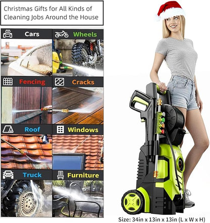 2026Upgraded Pressure Washer 5000PSI with Adjustable Touch Screen 8 Level, 34" Tall, 4 Quick Connect Nozzles,Inlet Hose&Filter&500mlFoam Cannon for Cars/Fences/Driveways/Home Cleaning,Yellow