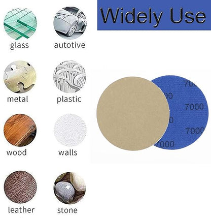 30pcs Sandpaper 3 inch Sanding Discs Hook and Loop 7000 Grits Wet Dry Sandpaper for Random Orbital Sander Automotive Metal Sanding Polishing