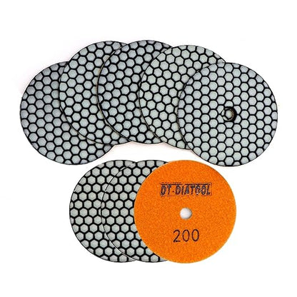 DT-DIATOOL Dry Diamond Polishing Pads 4 Inch for Granite Marble Quartz Stone Countertop Tiles 8 Pieces Grits 200