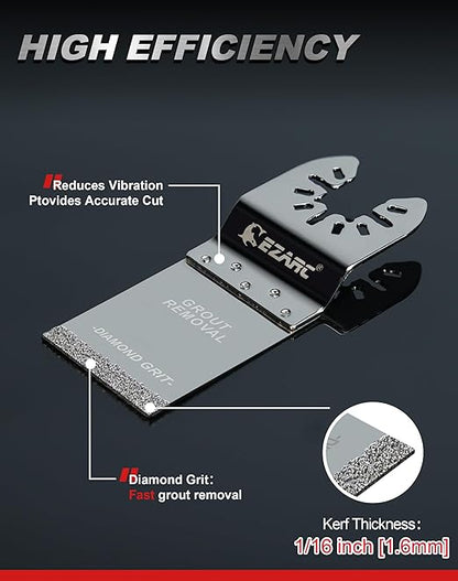 EZARC Diamond Oscillating Blade, Flush Cutting Oscillating Multi Tool Saw Blades for Grout Removal, Cleaning Mortar, 10-Pack