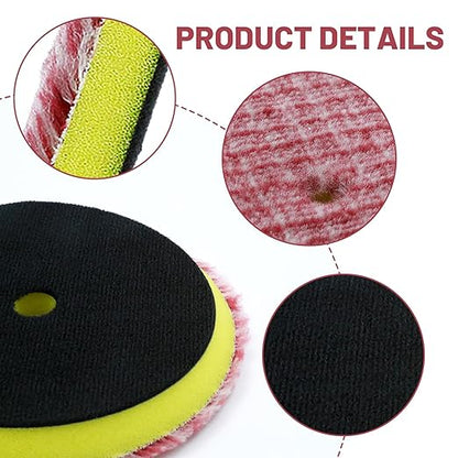 MDEOOSKY 5 Inch Polishing Pads, 2Pcs Coarse Wool Cutting Pad for Heavy Duty Car Polishing, Short Hair Buffing Wheel for Hook and Loop Backer