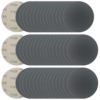 6 Inch 50 Pcs Wet Dry Sanding Discs Hook and Loop, 1500 Grit Sandpaper Automotive Wood Metal Polishing & Sanding, Silicon Carbide Sand Paper for Random Orbital Sander (Grit 1500)