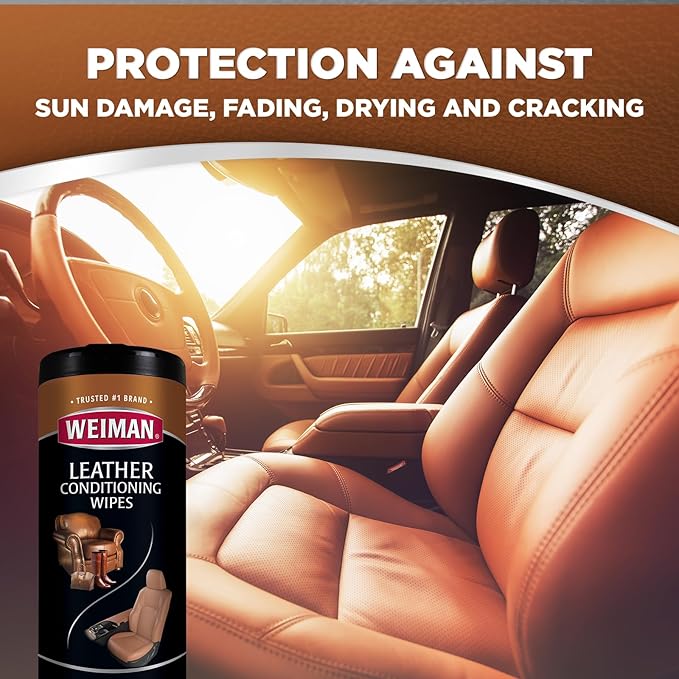 Weiman Leather Cleaner & Conditioner Care Kit | Restores Leather Surfaces | Ultra Violet Protectants Help Prevent Cracking or Fading of Leather Furniture, Car Seats, Shoes