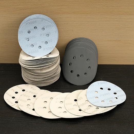 100 Pcs 5 Inch Sanding Discs Hook & Loop 8 Holes Wet Dry 80 Grit Sandpaper Silicon Carbide Sand Paper for Orbital Sander Automotive Wood Plastic Metal Polishing (100Pcs 80 Grit)