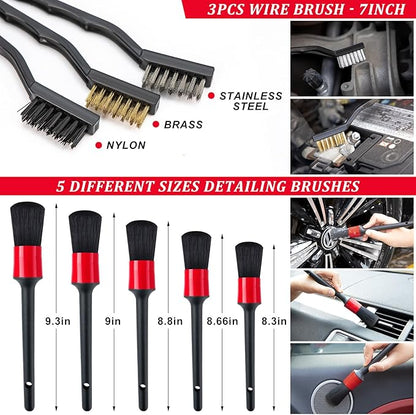 GPUSFAK 42Pcs Car Wash Cleaning Kit with Foam Gun Sprayer Detailing Brushes Car Vacuum Windshield Cleaning Tool Tire Brush Towels Complete Interior Exterior Detailing Set for Car