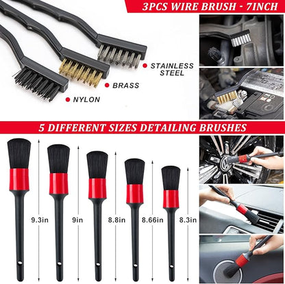 GPUSFAK 45Pcs Car Wash Cleaning Kit with High Power Handheld Vacuum Windshield Cleaning Tool with Side Mirror Squeegee Detailing Brushes Tire Brush Towels Complete Detailing Set for Car