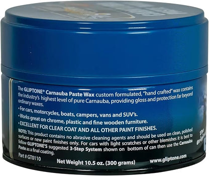 Gliptone Carnauba Paste Wax, Original Brazilian Carnauba Formula for Maximum Surface Protection and Long-Lasting Brilliant Shine, Easy Apply & Remove, 10.5 Oz