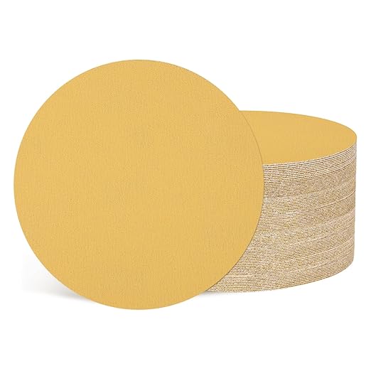 Kozelo 50 Pcs Sanding Discs 8 Inch 120 Grit Hook and Loop Random Orbital Sandpapers Suitable for Drywall Sander Wood Metal Furniture, Yellow