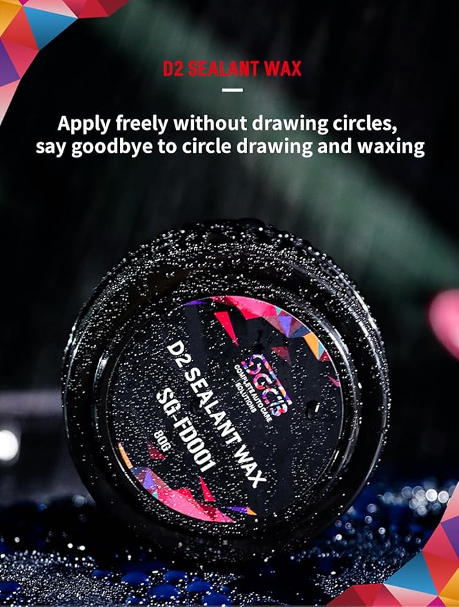 SGCB Pro Auto Care Synthetic D2 Sealant Wax Kit of 4, Brazilian Carnauba Cleaner Wax Paste, Resin Enriched Natural Hard Wax, Wax Waterproof Detailing Protection Used to resist surface contaminants