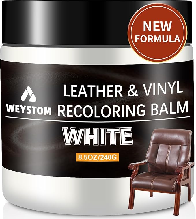 Leather Recoloring Balm - White Leather Repair Kit for Furniture, Dye, Recolor, Renew, Repair & Restore Aged, Faded, Cracked, Peeling and Scuffed