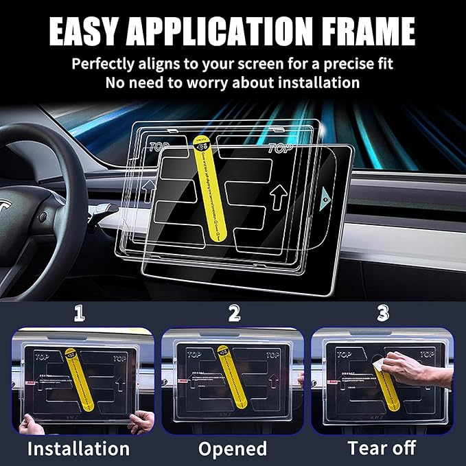 UKIFIRE Tesla New Model Y Juniper & Model 3 Highland Screen Protector,Anti-Scratch, HD Clear, Anti-Fingerprint Tempered Glass Protector with Alignment Kit